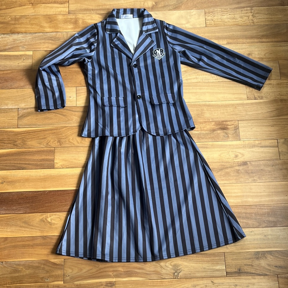 Wednesday Addams School Uniform, Kids Costume, Size 160 (12-14 years)